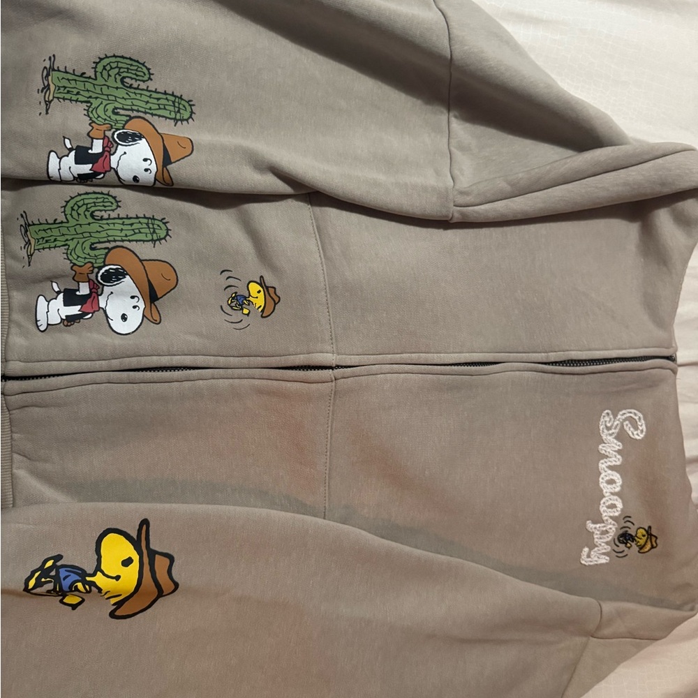 Aeropostale Tan Teddy Jacket with Snoopy Design